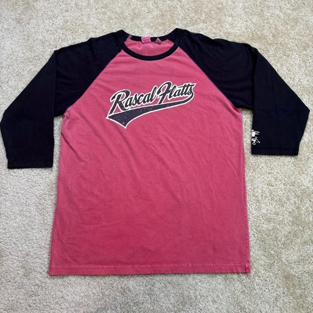 Y2K Rascal Flatts Raglan Shirt Mens Large Red Black Alternative Apparel Rare